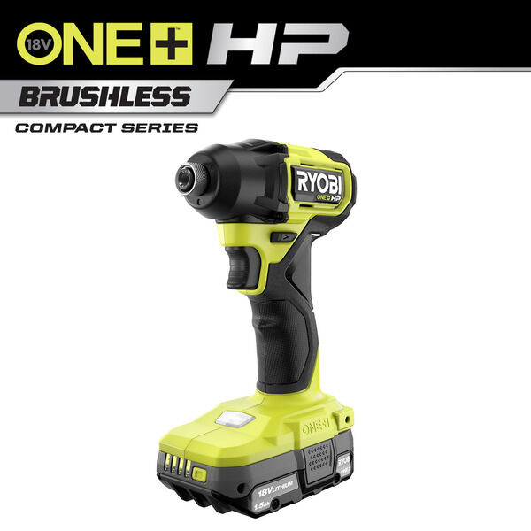 Charger and Bag Ryobi ONE+ HP 18V Brushless Cordless Compact 1/2 in Drill and Impact Driver Kit with 2 1.5 Ah Batteries 